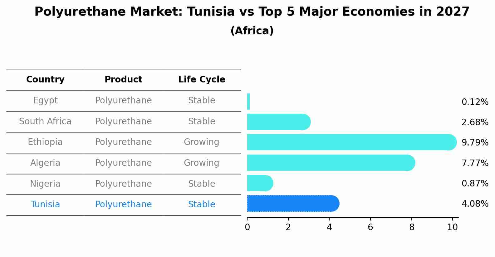 Polyurethane Market: Tunisia vs Top 5 Major Economies in 2027 (Africa)