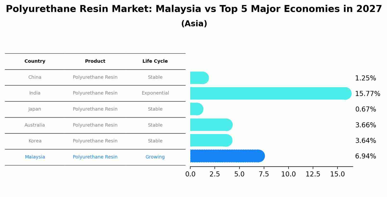 Polyurethane Resin Market: Malaysia vs Top 5 Major Economies in 2027 (Asia)