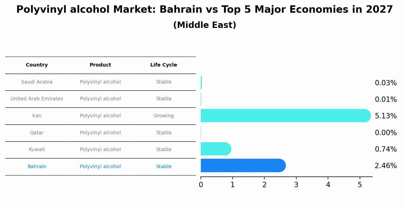 Polyvinyl alcohol Market: Bahrain vs Top 5 Major Economies in 2027 (Middle East)
