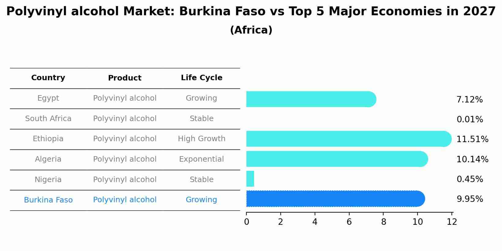 Polyvinyl alcohol Market: Burkina Faso vs Top 5 Major Economies in 2027 (Africa)