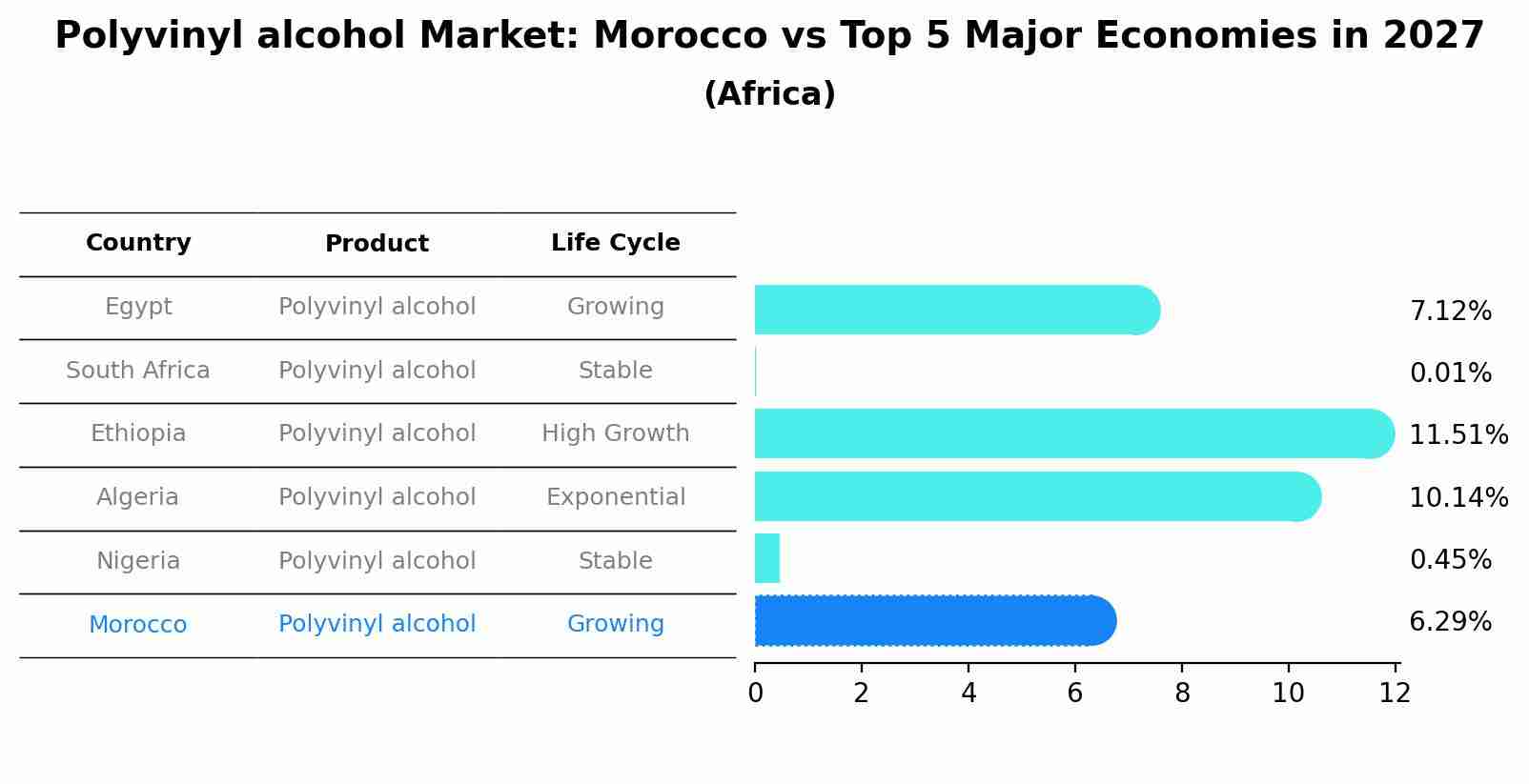 Polyvinyl alcohol Market: Morocco vs Top 5 Major Economies in 2027 (Africa)