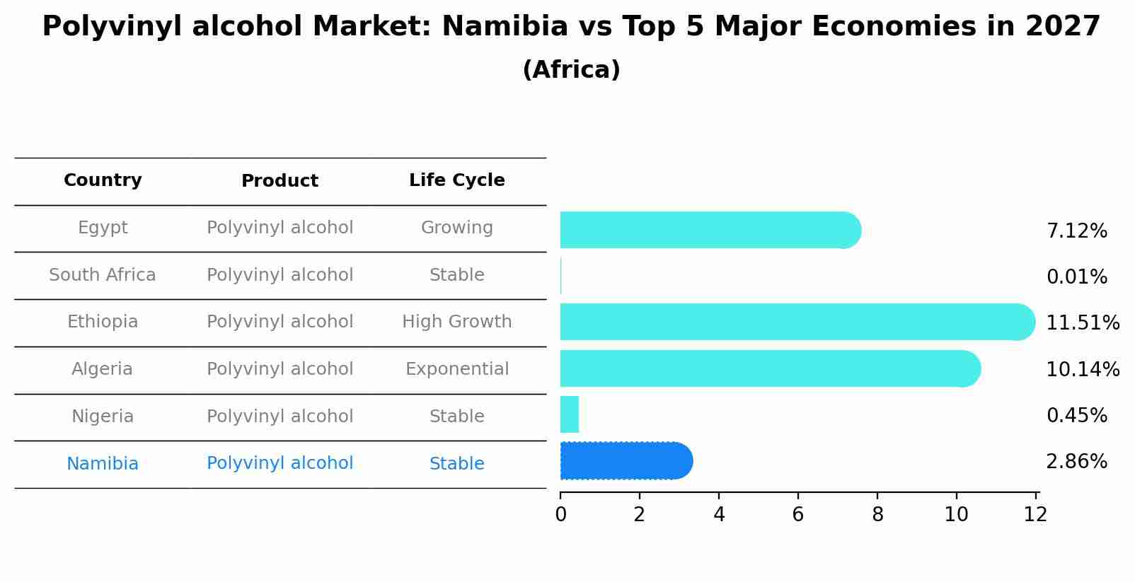 Polyvinyl alcohol Market: Namibia vs Top 5 Major Economies in 2027 (Africa)