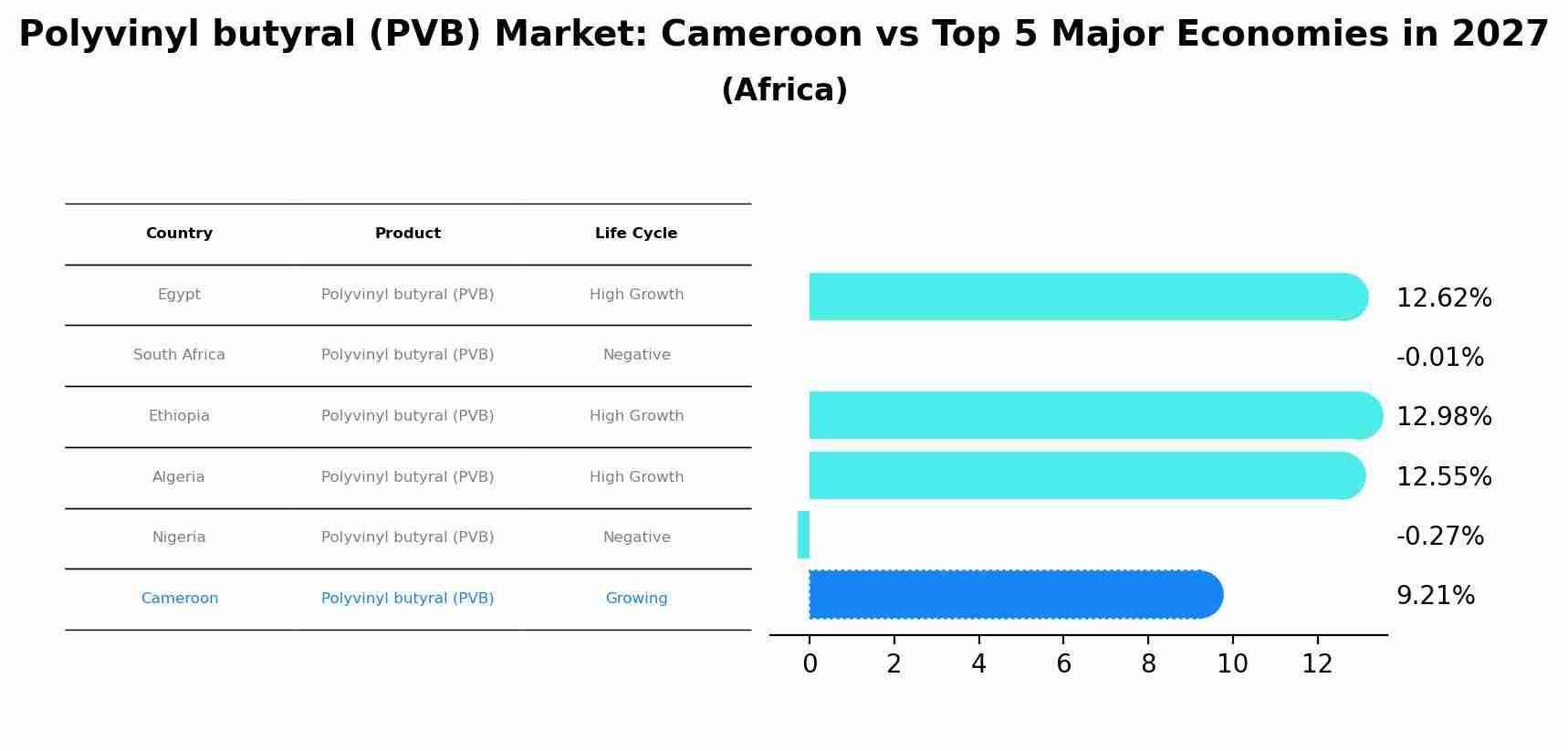 Polyvinyl butyral (PVB) Market: Cameroon vs Top 5 Major Economies in 2027 (Africa)