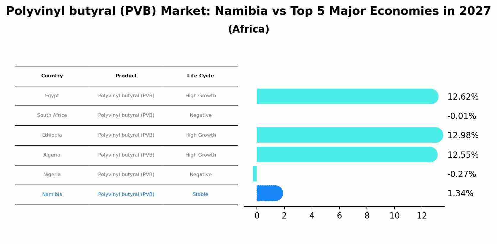 Polyvinyl butyral (PVB) Market: Namibia vs Top 5 Major Economies in 2027 (Africa)