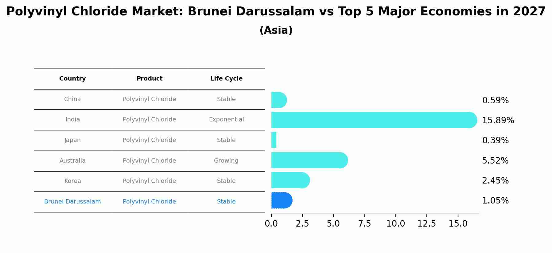 Polyvinyl Chloride Market: Brunei Darussalam vs Top 5 Major Economies in 2027 (Asia)