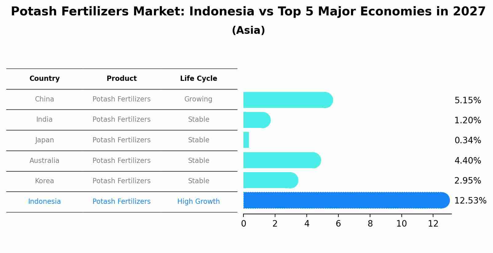 Potash Fertilizers Market: Indonesia vs Top 5 Major Economies in 2027 (Asia)