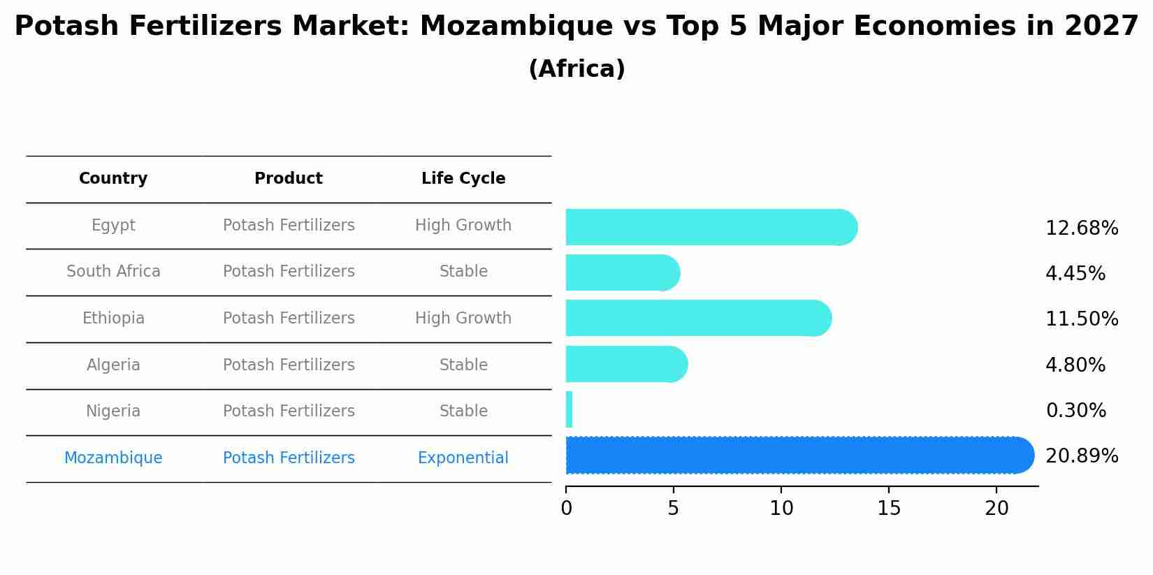 Potash Fertilizers Market: Mozambique vs Top 5 Major Economies in 2027 (Africa)