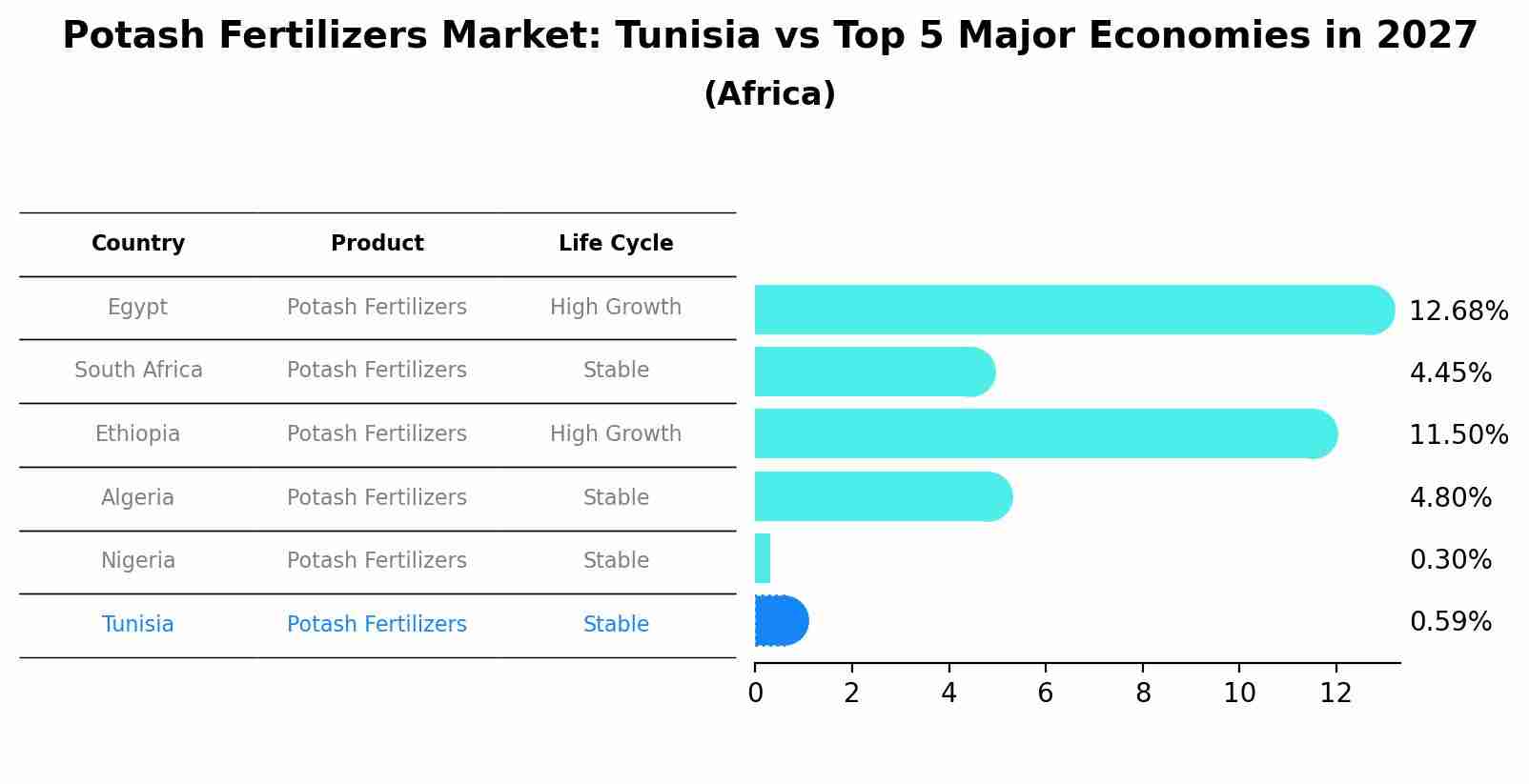 Potash Fertilizers Market: Tunisia vs Top 5 Major Economies in 2027 (Africa)