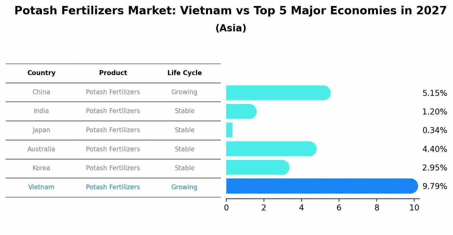 Potash Fertilizers Market: Vietnam vs Top 5 Major Economies in 2027 (Asia)