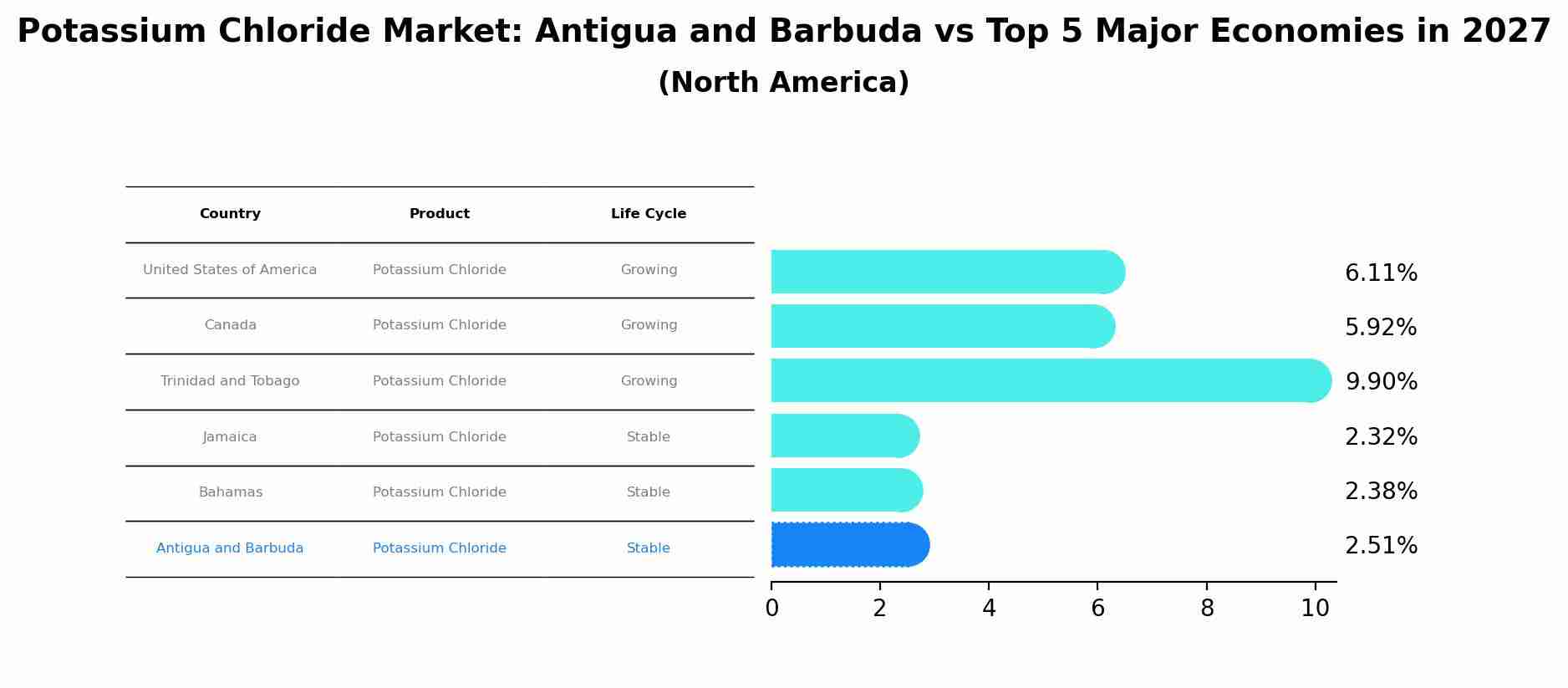 Potassium Chloride Market: Antigua and Barbuda vs Top 5 Major Economies in 2027 (North America)