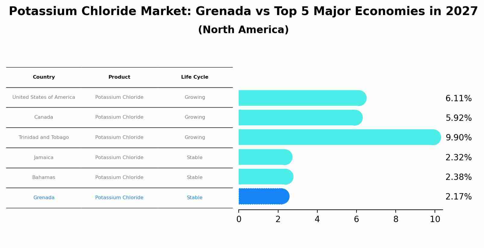 Potassium Chloride Market: Grenada vs Top 5 Major Economies in 2027 (North America)
