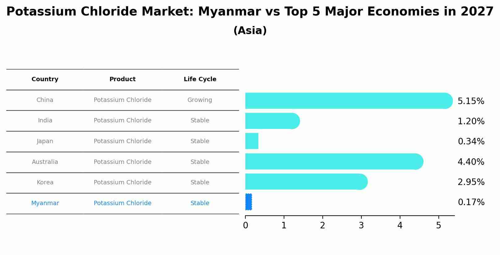 Potassium Chloride Market: Myanmar vs Top 5 Major Economies in 2027 (Asia)