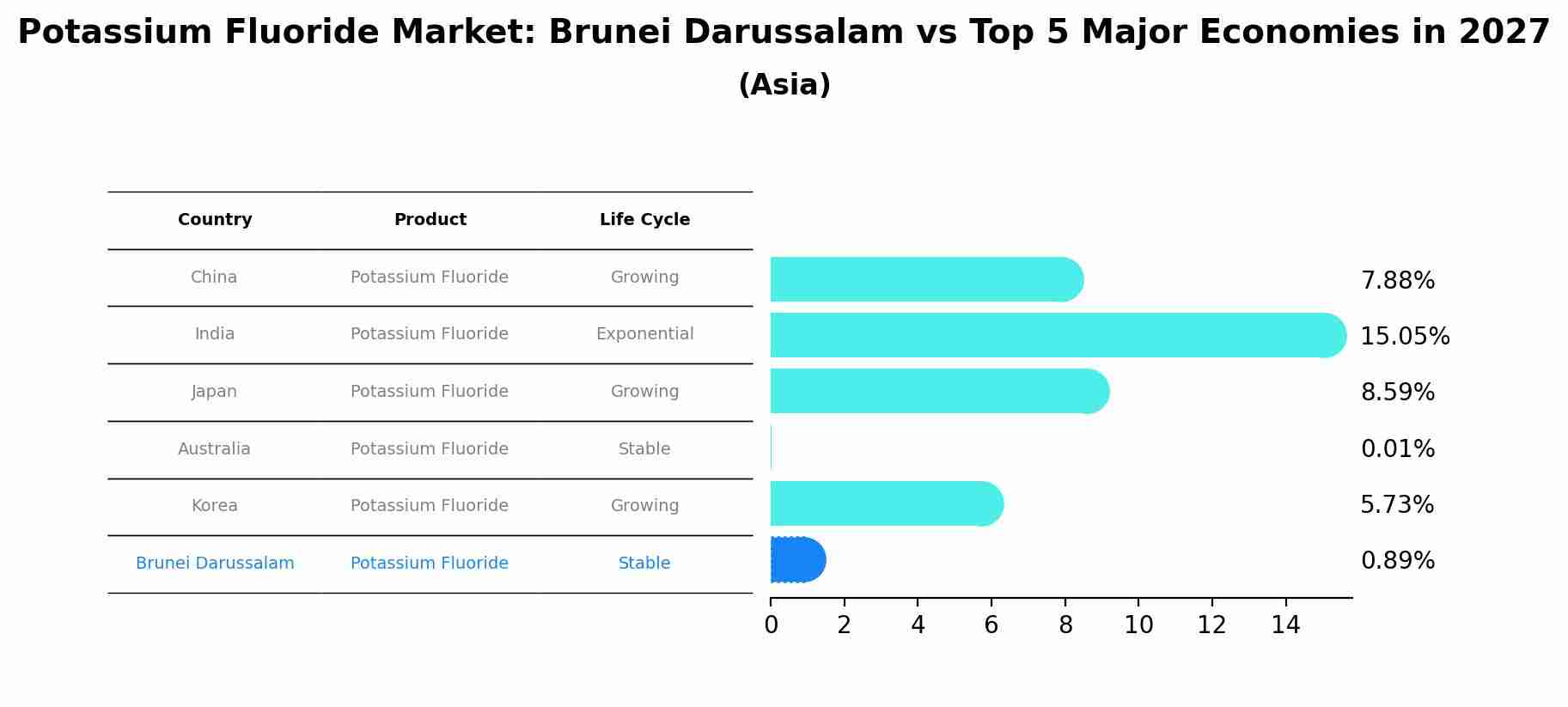 Potassium Fluoride Market: Brunei Darussalam vs Top 5 Major Economies in 2027 (Asia)