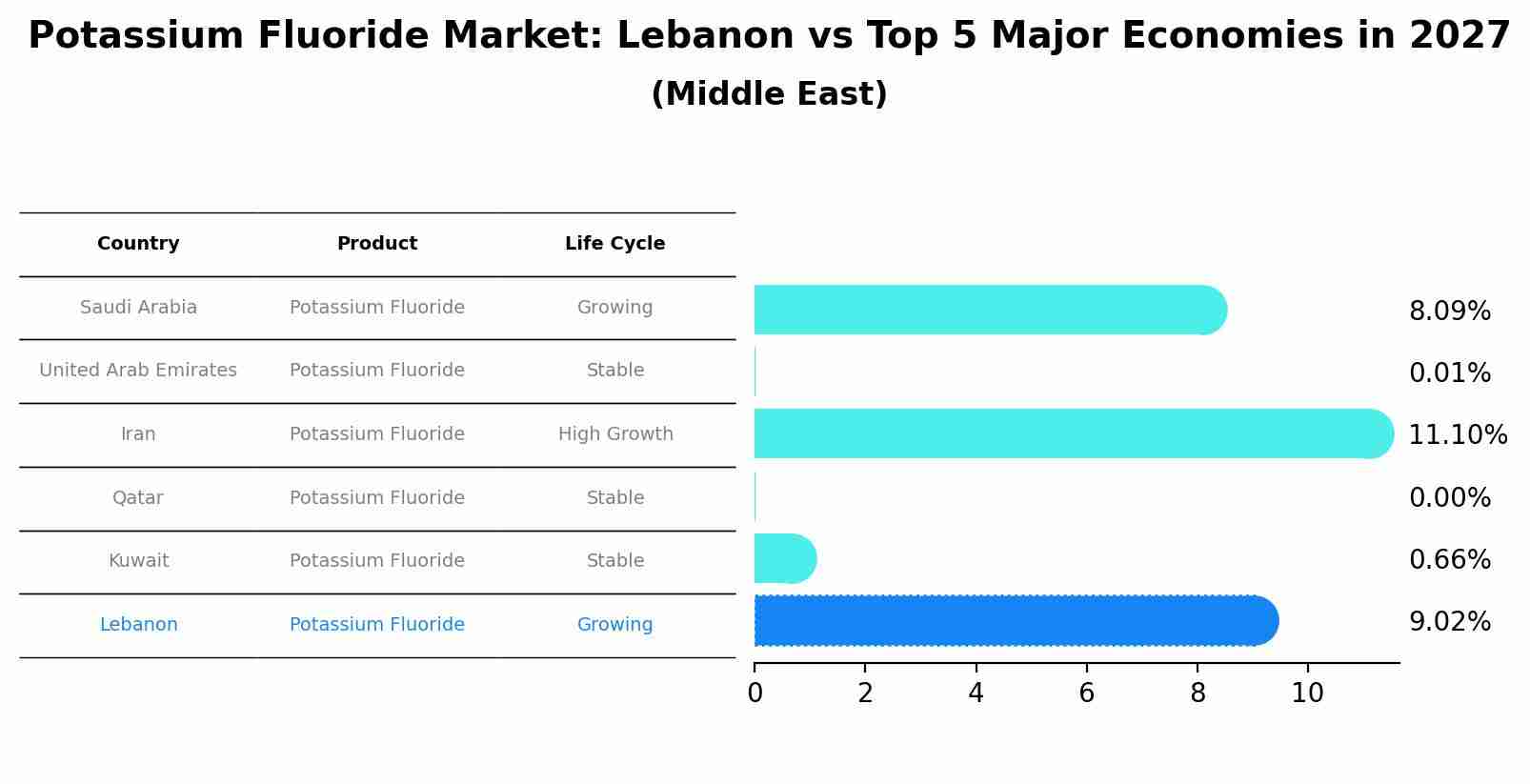 Potassium Fluoride Market: Lebanon vs Top 5 Major Economies in 2027 (Middle East)