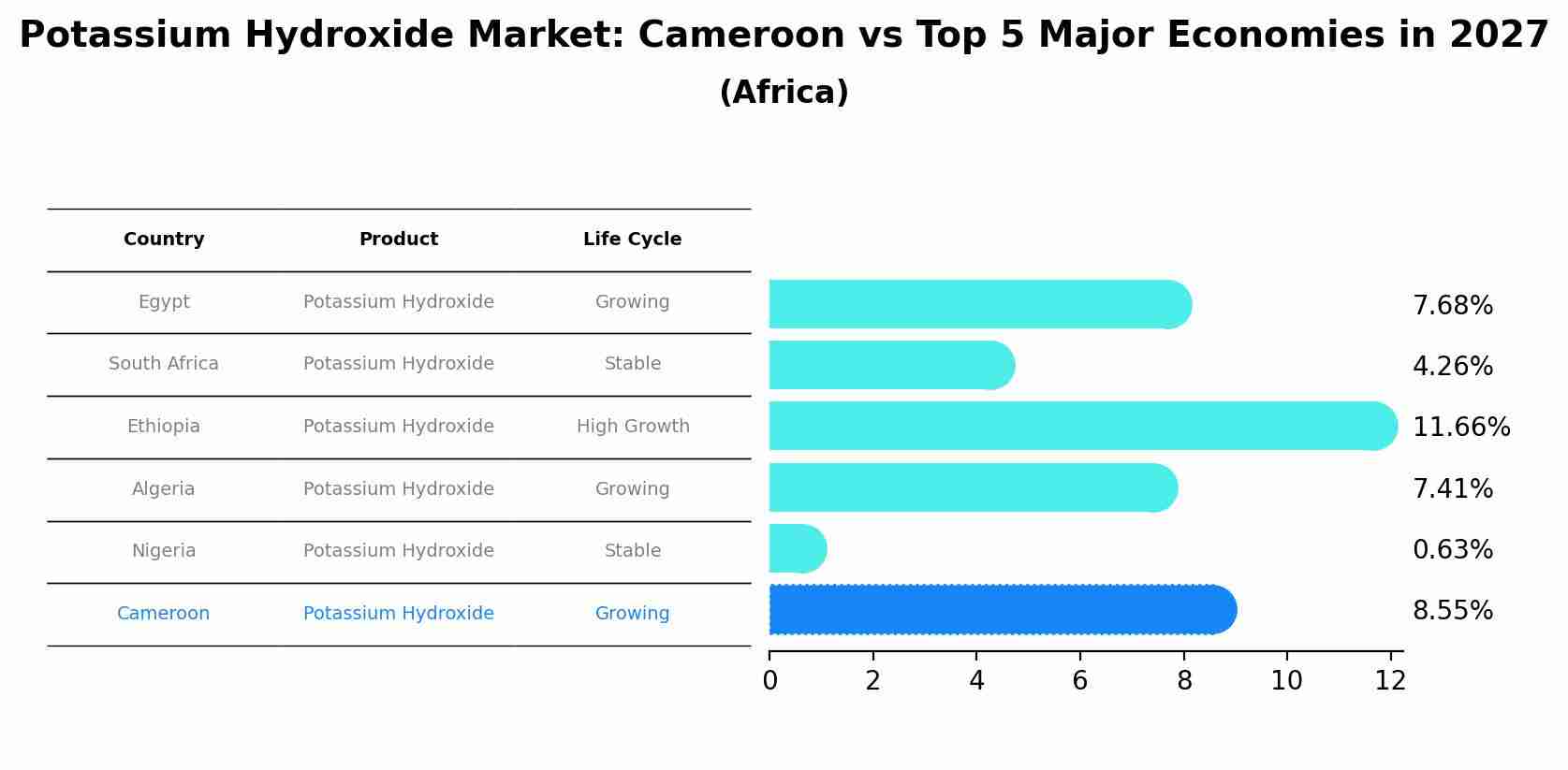 Potassium Hydroxide Market: Cameroon vs Top 5 Major Economies in 2027 (Africa)
