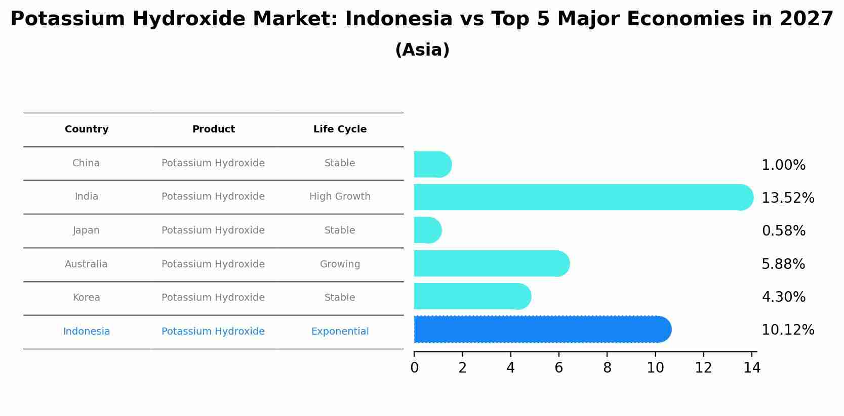 Potassium Hydroxide Market: Indonesia vs Top 5 Major Economies in 2027 (Asia)