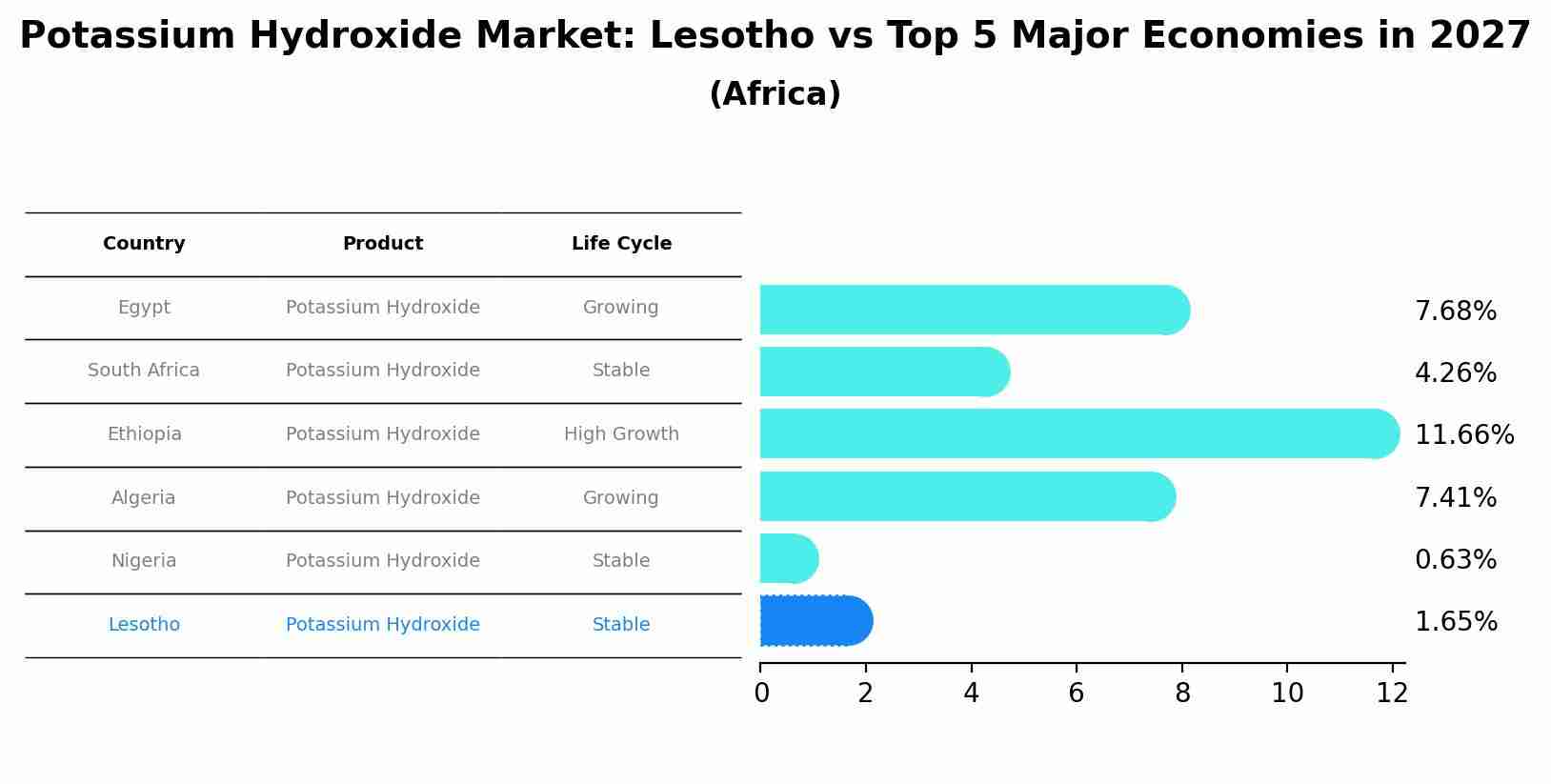 Potassium Hydroxide Market: Lesotho vs Top 5 Major Economies in 2027 (Africa)