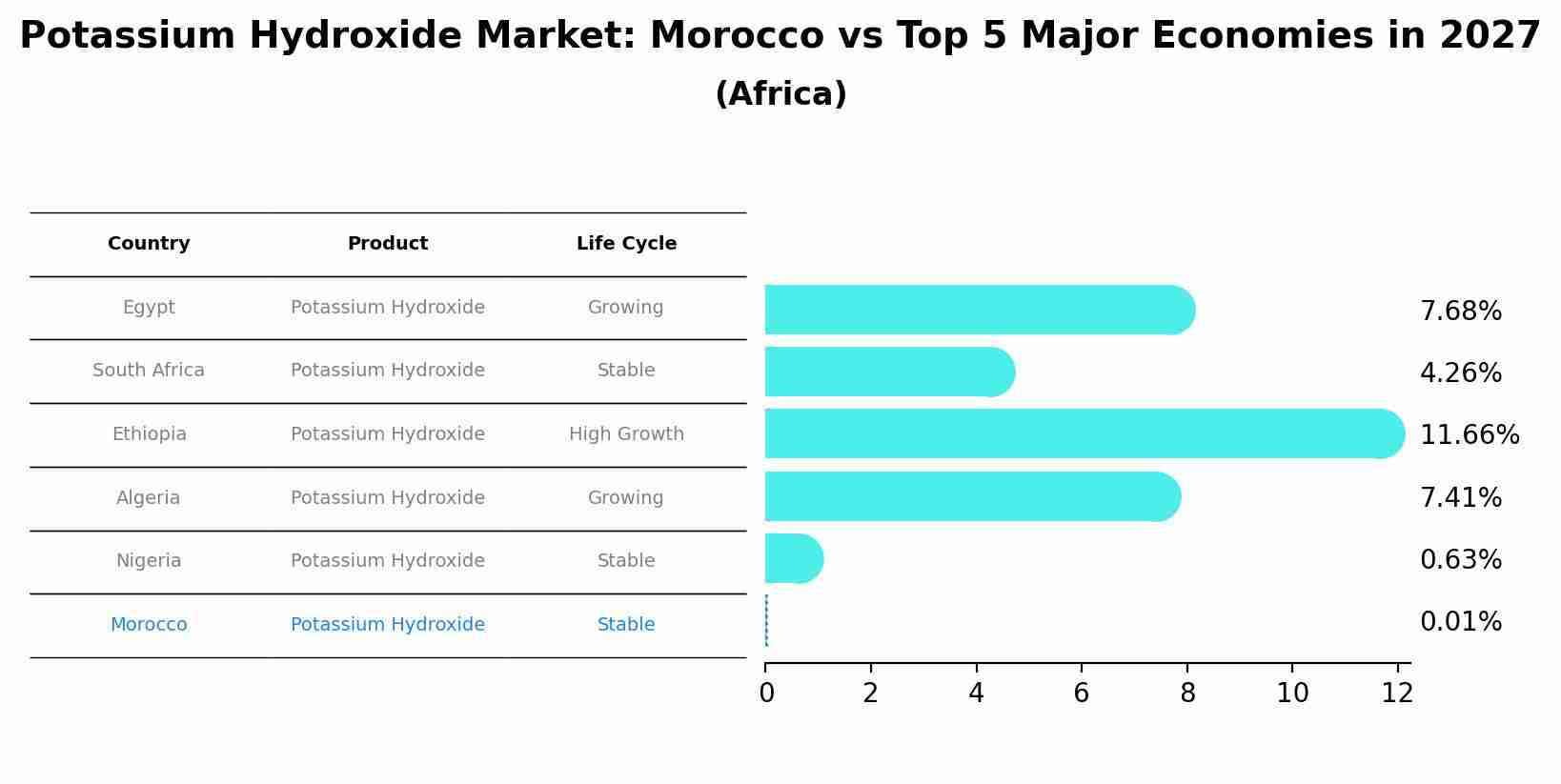 Potassium Hydroxide Market: Morocco vs Top 5 Major Economies in 2027 (Africa)