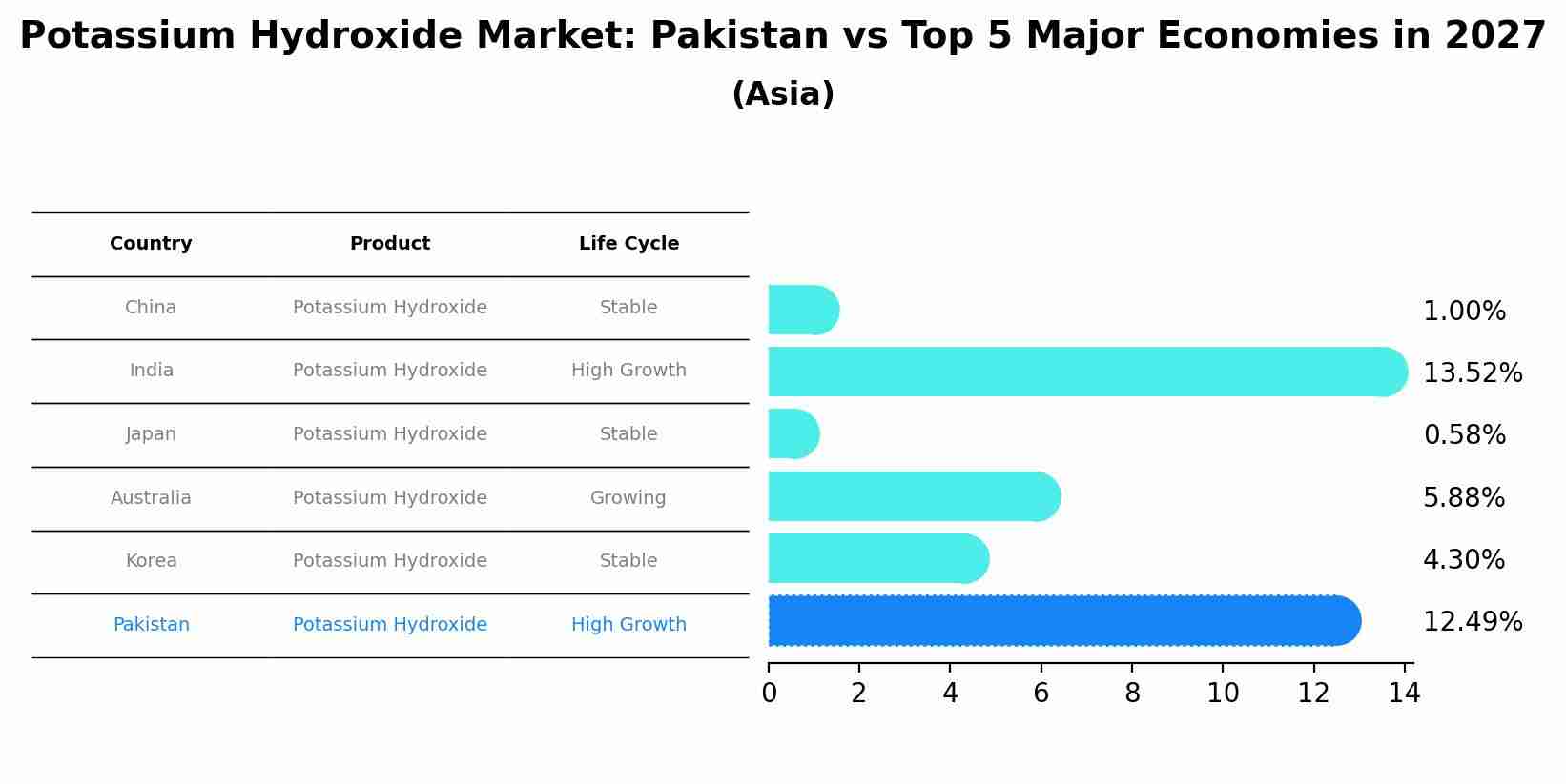 Potassium Hydroxide Market: Pakistan vs Top 5 Major Economies in 2027 (Asia)