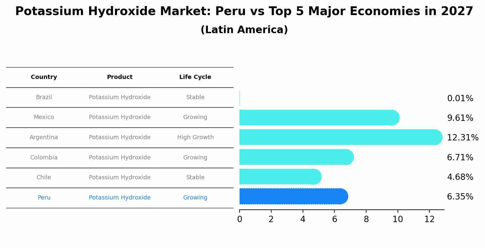 Potassium Hydroxide Market: Peru vs Top 5 Major Economies in 2027 (Latin America)