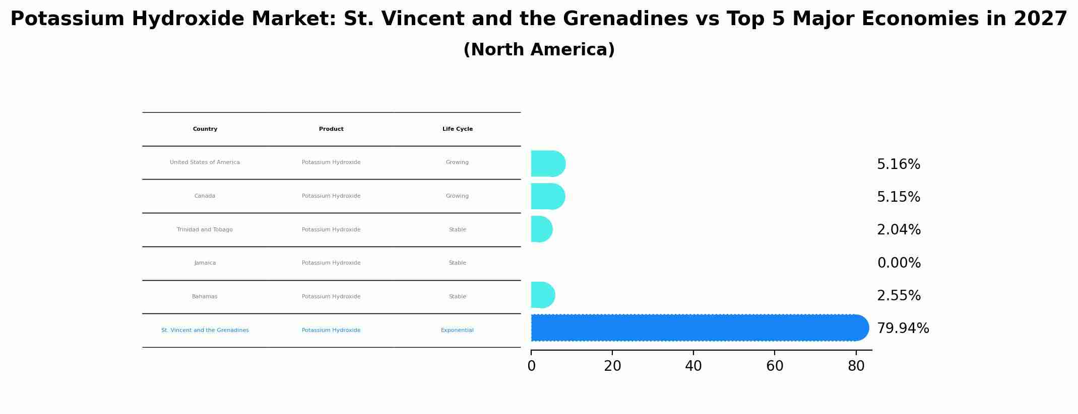 Potassium Hydroxide Market: St. Vincent and the Grenadines vs Top 5 Major Economies in 2027 (North America)