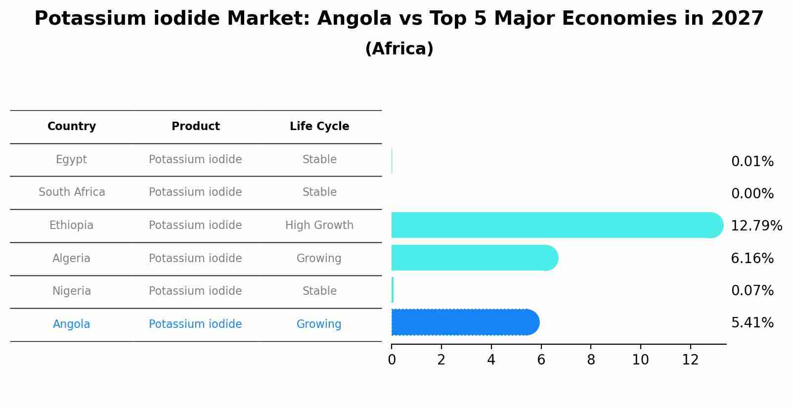 Potassium iodide Market: Angola vs Top 5 Major Economies in 2027 (Africa)