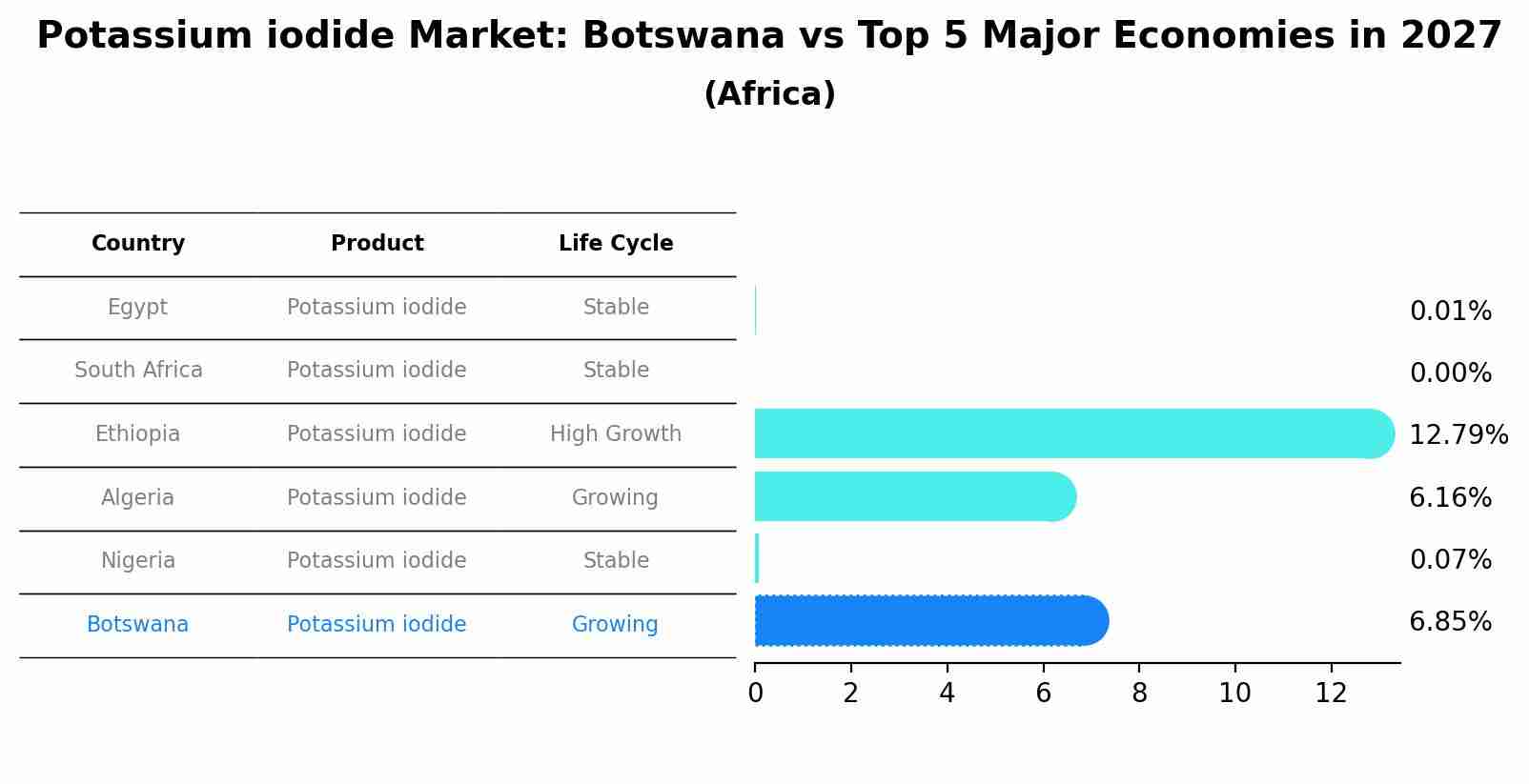 Potassium iodide Market: Botswana vs Top 5 Major Economies in 2027 (Africa)