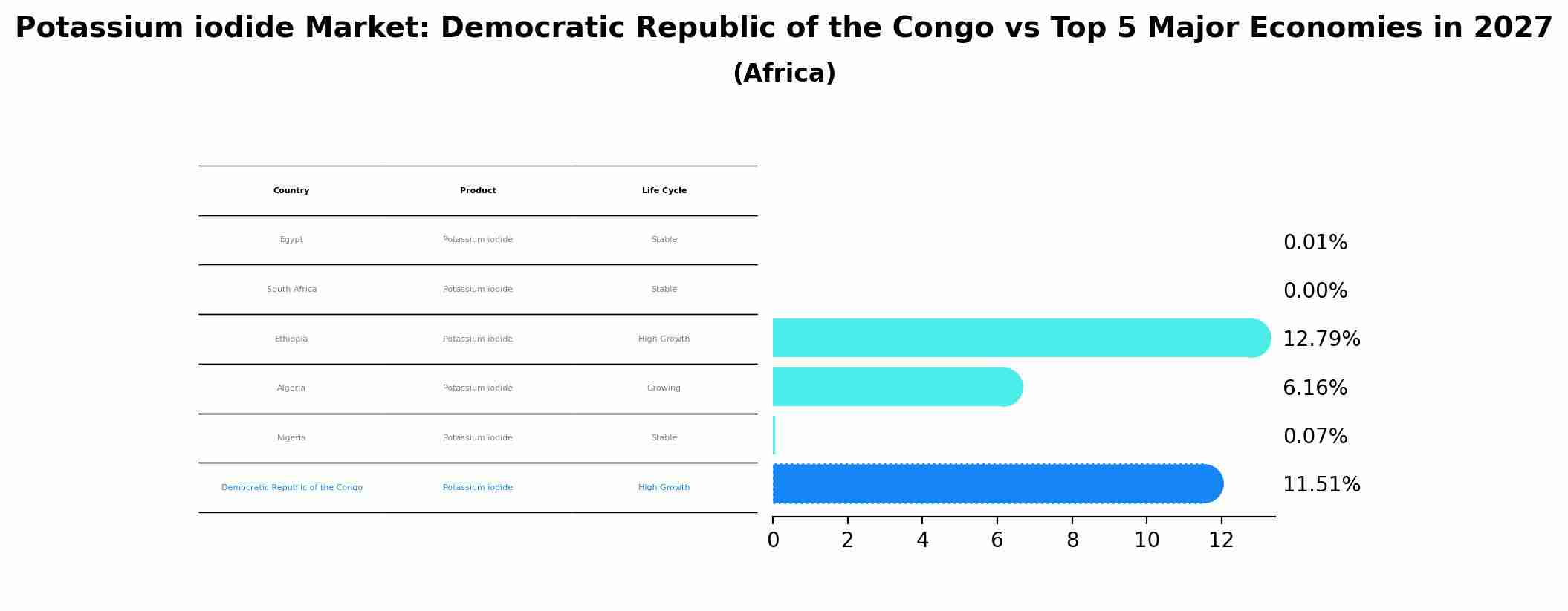 Potassium iodide Market: Democratic Republic of the Congo vs Top 5 Major Economies in 2027 (Africa)