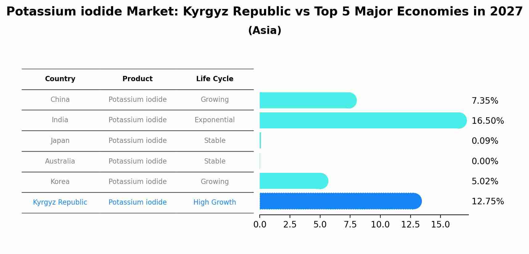 Potassium iodide Market: Kyrgyz Republic vs Top 5 Major Economies in 2027 (Asia)
