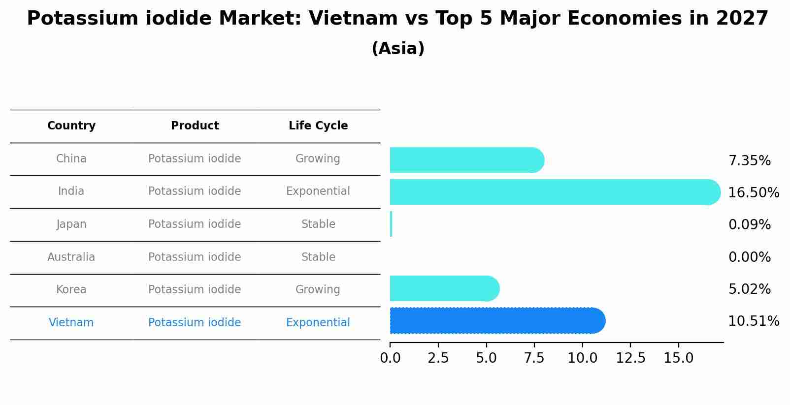 Potassium iodide Market: Vietnam vs Top 5 Major Economies in 2027 (Asia)