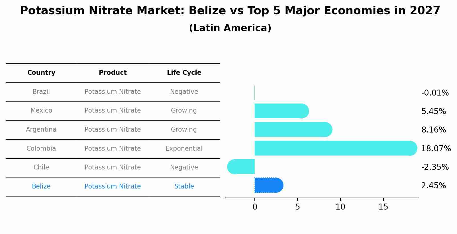Potassium Nitrate Market: Belize vs Top 5 Major Economies in 2027 (Latin America)