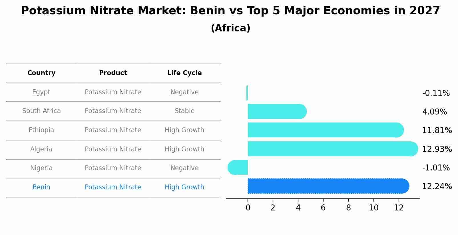 Potassium Nitrate Market: Benin vs Top 5 Major Economies in 2027 (Africa)