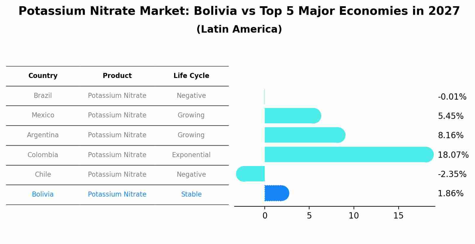 Potassium Nitrate Market: Bolivia vs Top 5 Major Economies in 2027 (Latin America)