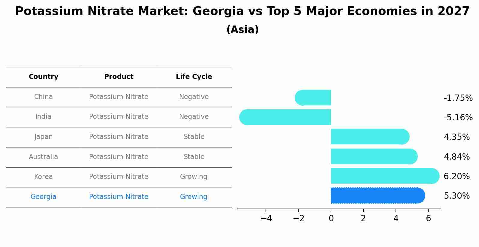Potassium Nitrate Market: Georgia vs Top 5 Major Economies in 2027 (Asia)