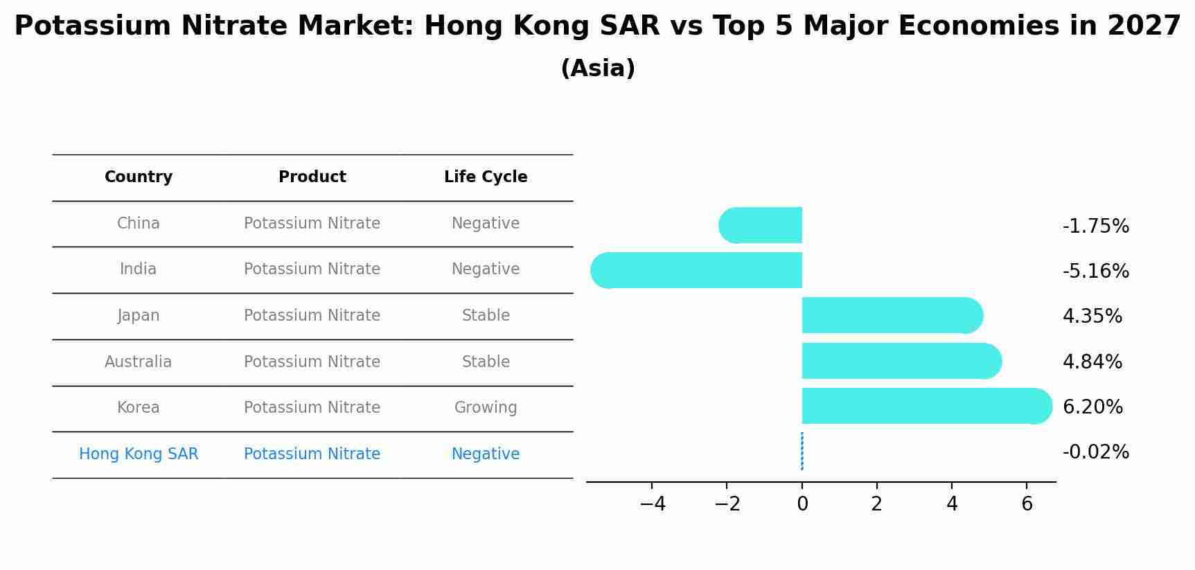 Potassium Nitrate Market: Hong Kong SAR vs Top 5 Major Economies in 2027 (Asia)