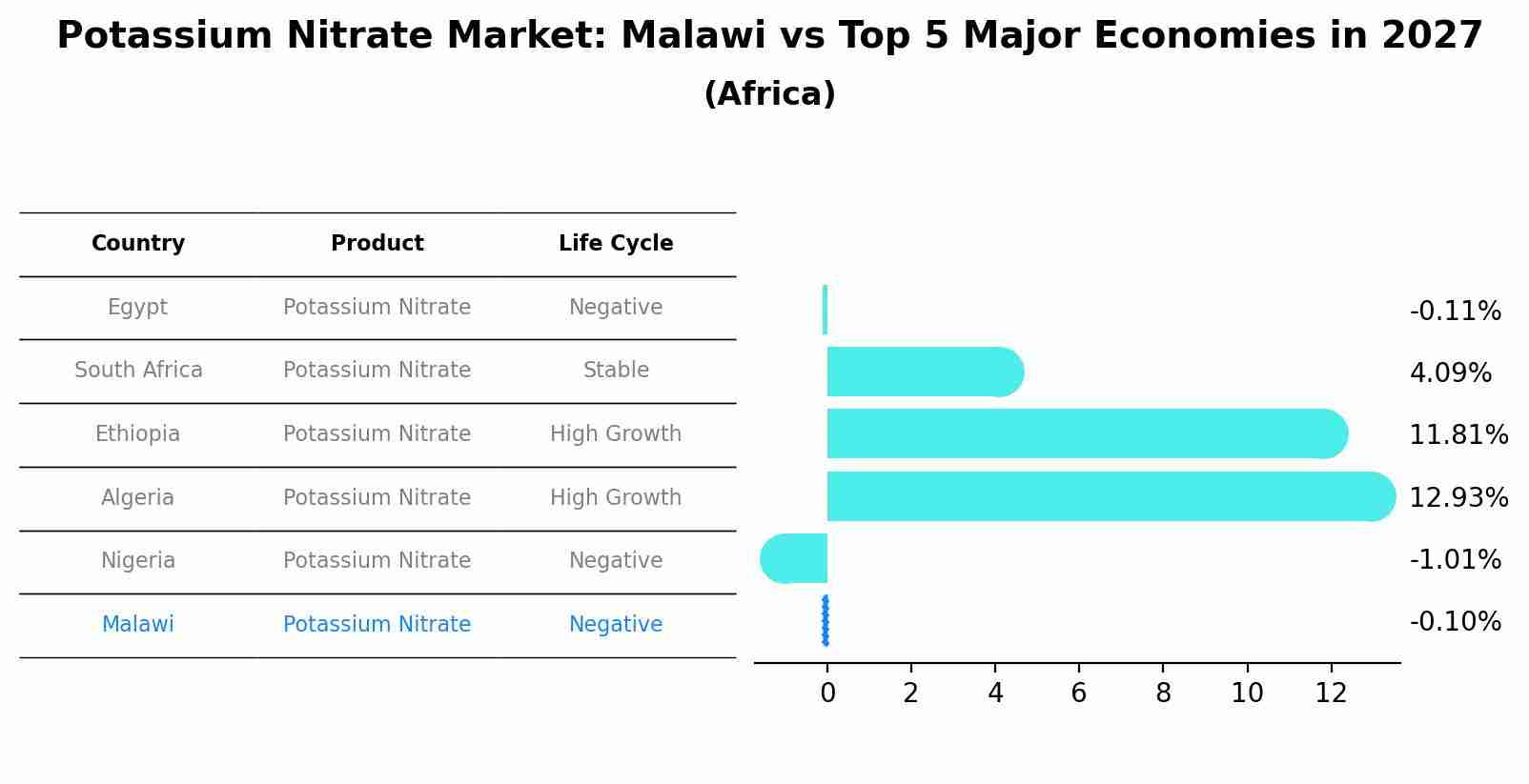 Potassium Nitrate Market: Malawi vs Top 5 Major Economies in 2027 (Africa)