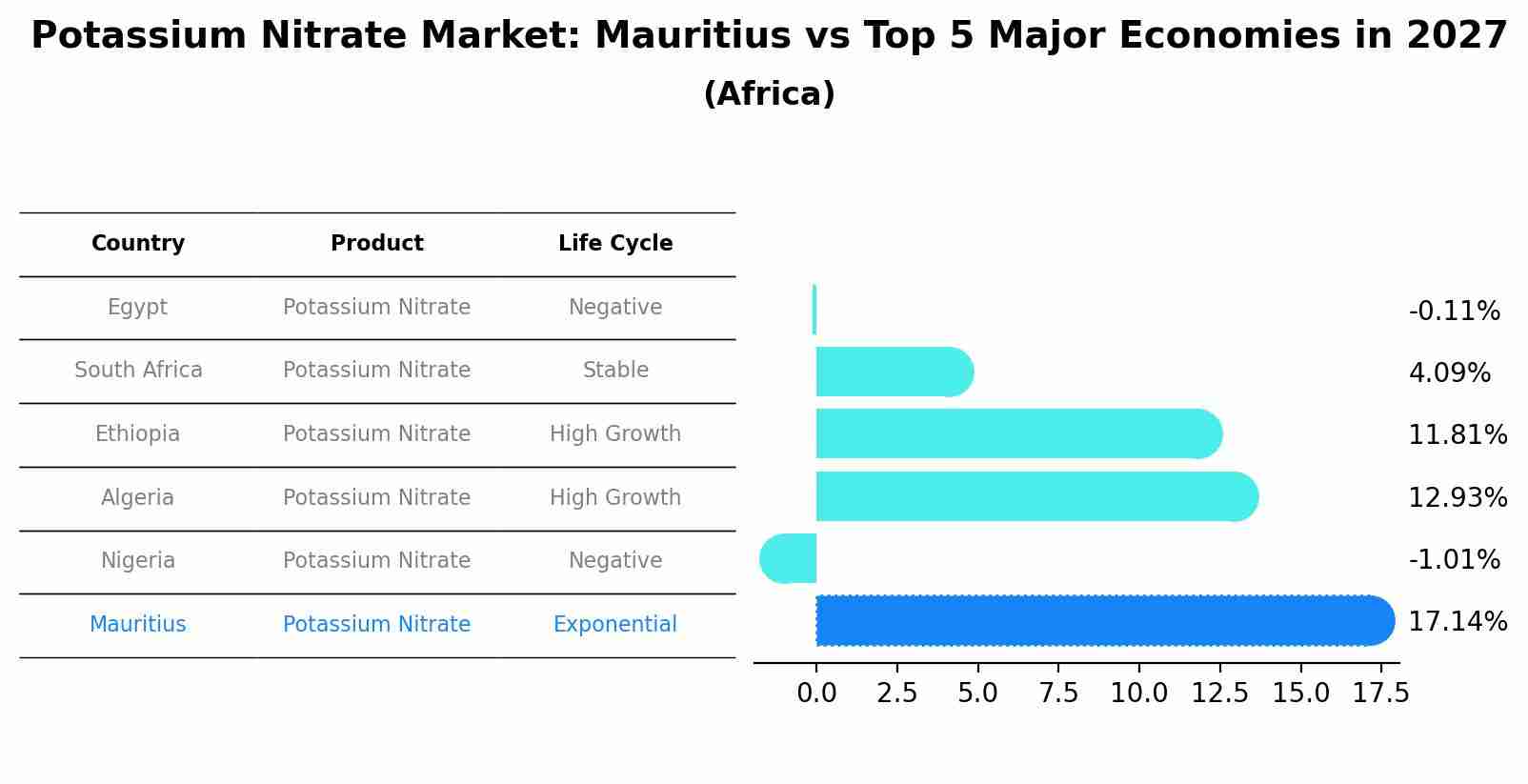 Potassium Nitrate Market: Mauritius vs Top 5 Major Economies in 2027 (Africa)