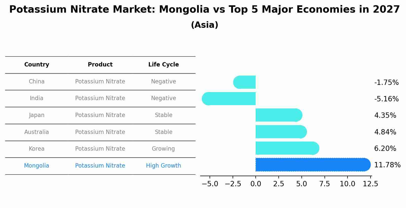 Potassium Nitrate Market: Mongolia vs Top 5 Major Economies in 2027 (Asia)