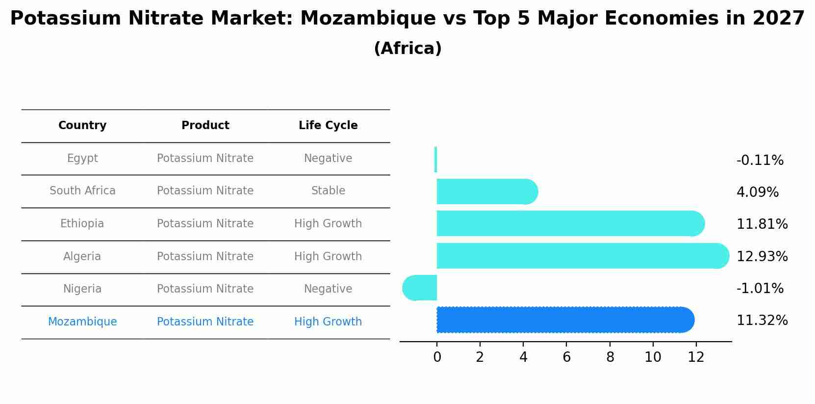 Potassium Nitrate Market: Mozambique vs Top 5 Major Economies in 2027 (Africa)
