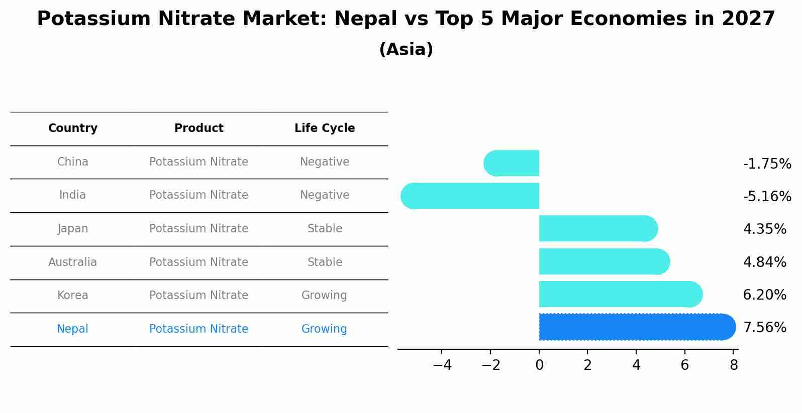 Potassium Nitrate Market: Nepal vs Top 5 Major Economies in 2027 (Asia)