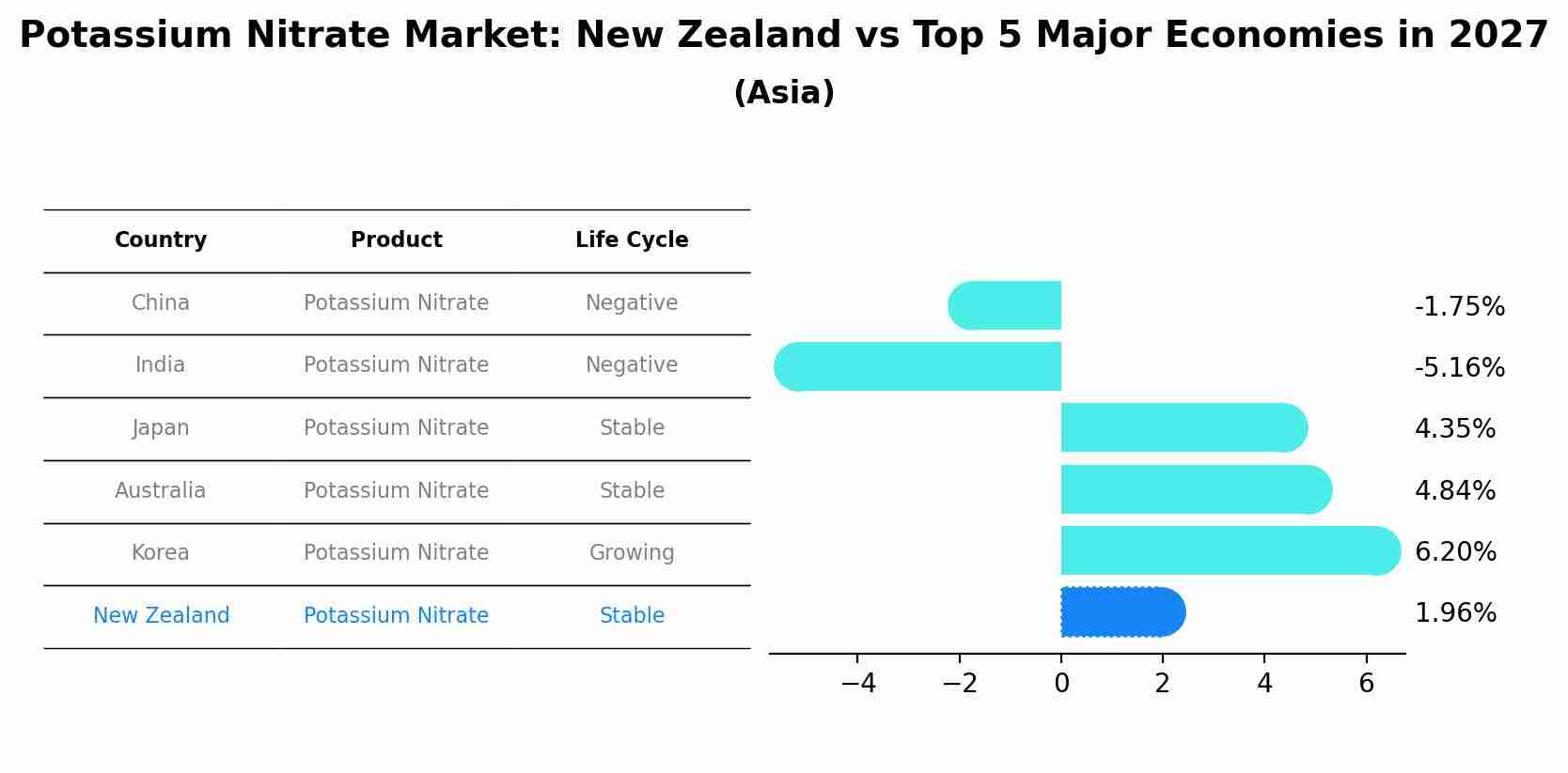 Potassium Nitrate Market: New Zealand vs Top 5 Major Economies in 2027 (Asia)