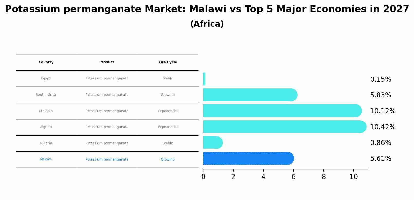 Potassium permanganate Market: Malawi vs Top 5 Major Economies in 2027 (Africa)