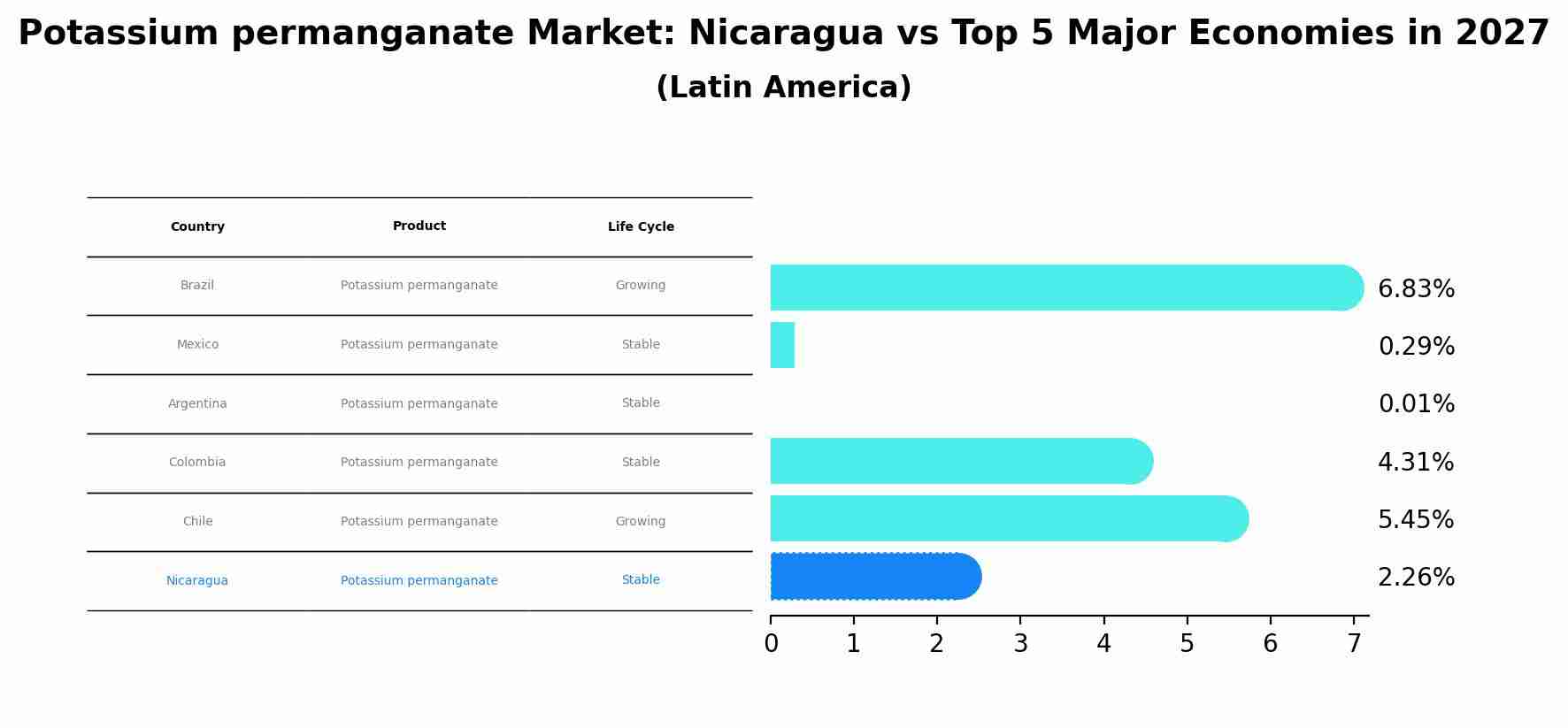 Potassium permanganate Market: Nicaragua vs Top 5 Major Economies in 2027 (Latin America)