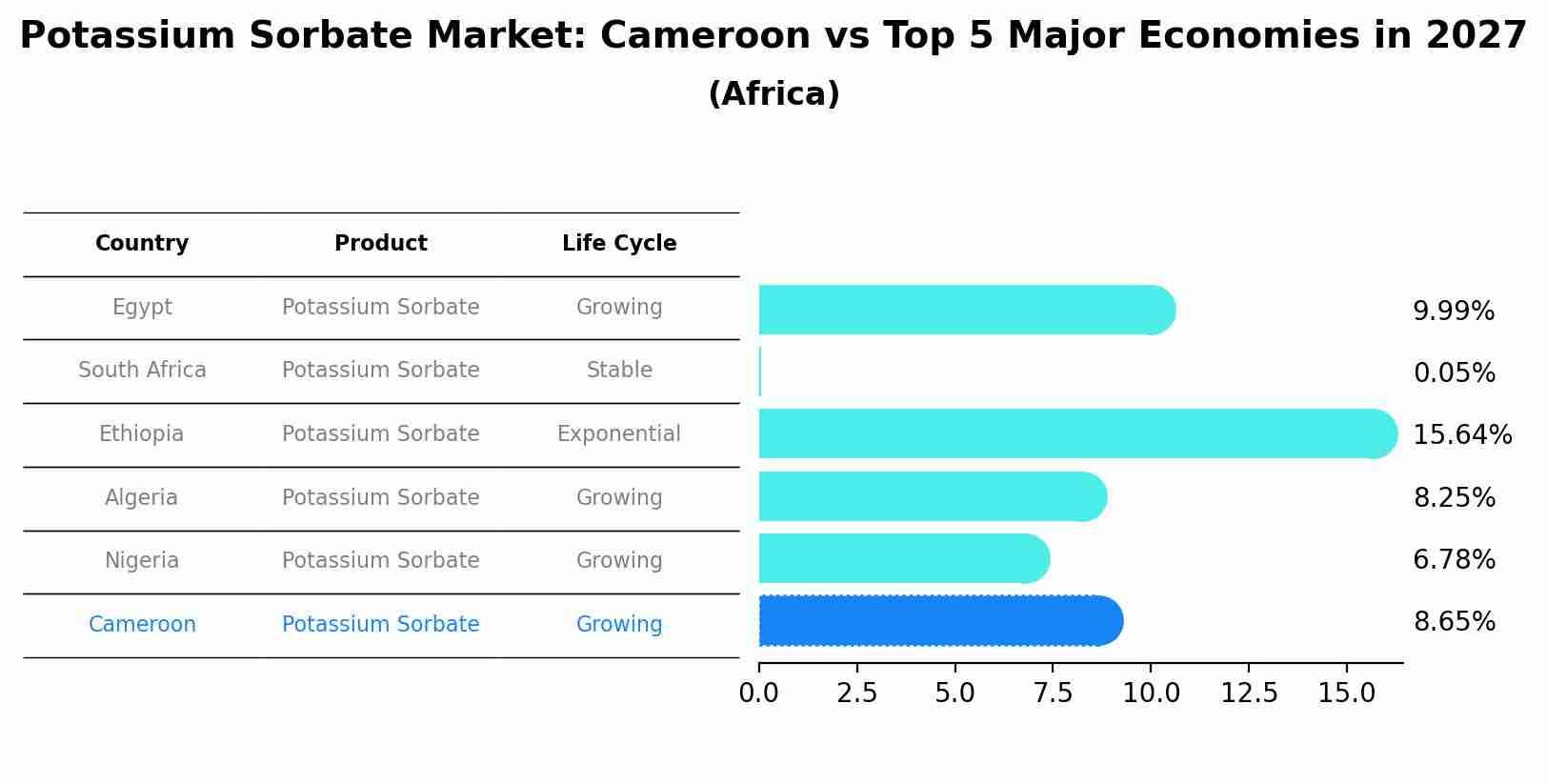Potassium Sorbate Market: Cameroon vs Top 5 Major Economies in 2027 (Africa)