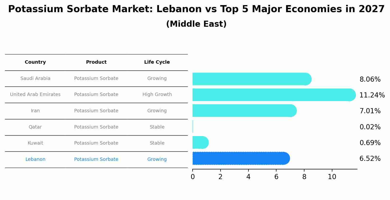 Potassium Sorbate Market: Lebanon vs Top 5 Major Economies in 2027 (Middle East)