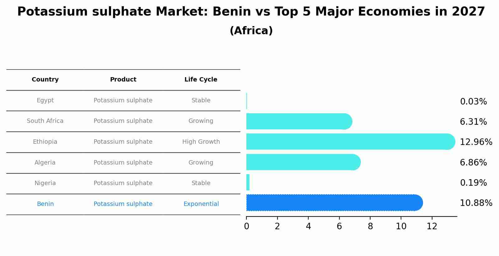 Potassium sulphate Market: Benin vs Top 5 Major Economies in 2027 (Africa)