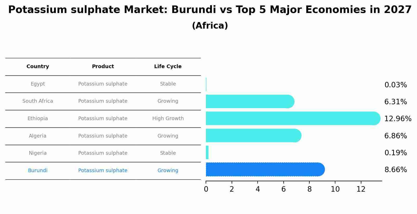 Potassium sulphate Market: Burundi vs Top 5 Major Economies in 2027 (Africa)