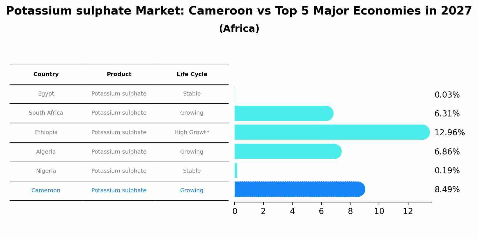 Potassium sulphate Market: Cameroon vs Top 5 Major Economies in 2027 (Africa)