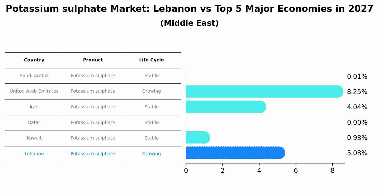 Potassium sulphate Market: Lebanon vs Top 5 Major Economies in 2027 (Middle East)