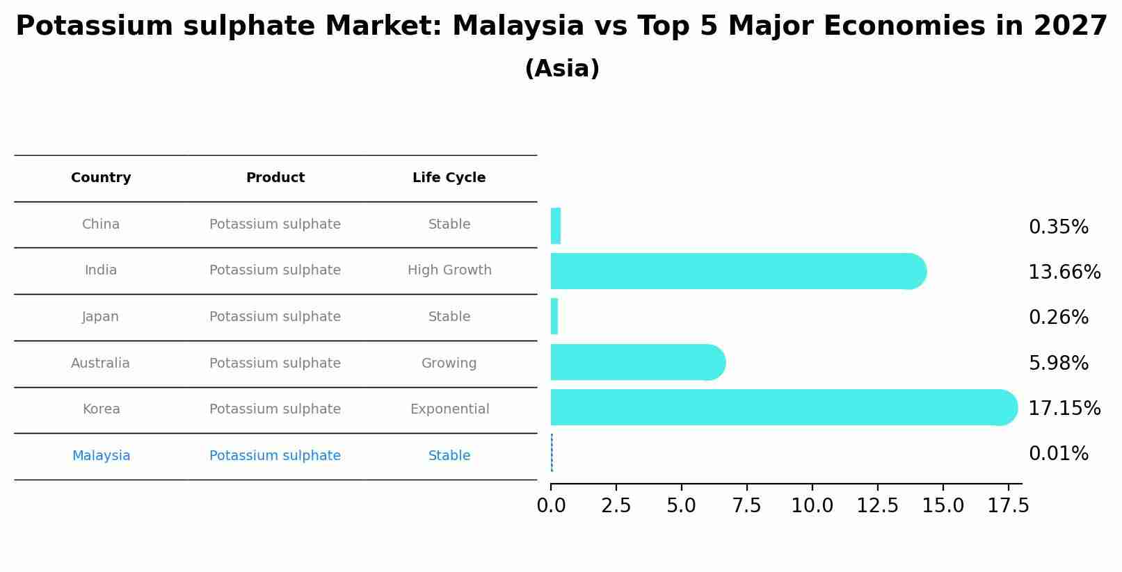 Potassium sulphate Market: Malaysia vs Top 5 Major Economies in 2027 (Asia)